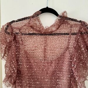 Zara Pink Textured Lace Top